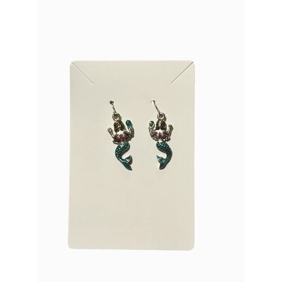 3 Pair - Tropical Earrings For Pierced Ears:‎ Flip Flop Mermaid & Turtle Designs - Picture 4 of 6